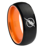 8mm Flash Dome Black Orange Personalized Tungsten Rings