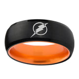 8mm Flash Dome Black Orange Personalized Tungsten Rings