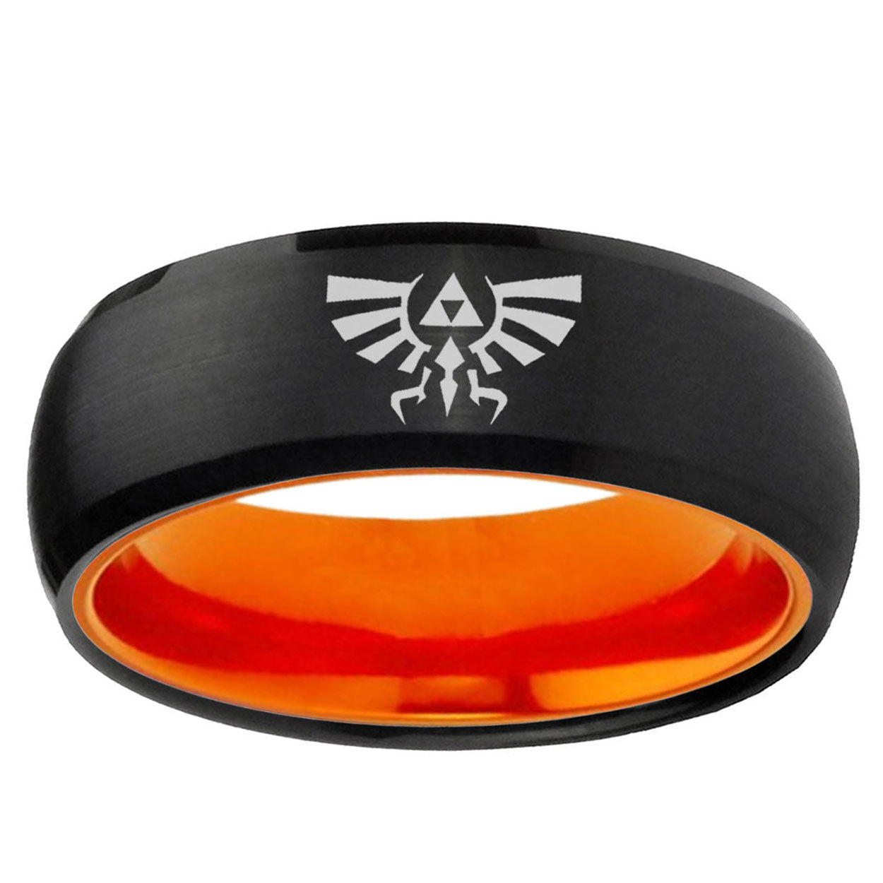 Zelda Skyward Sword Dome Black Orange Tungsten Ring
