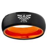 Zelda Skyward Sword Dome Black And Orange Tungsten Anniversary Ring
