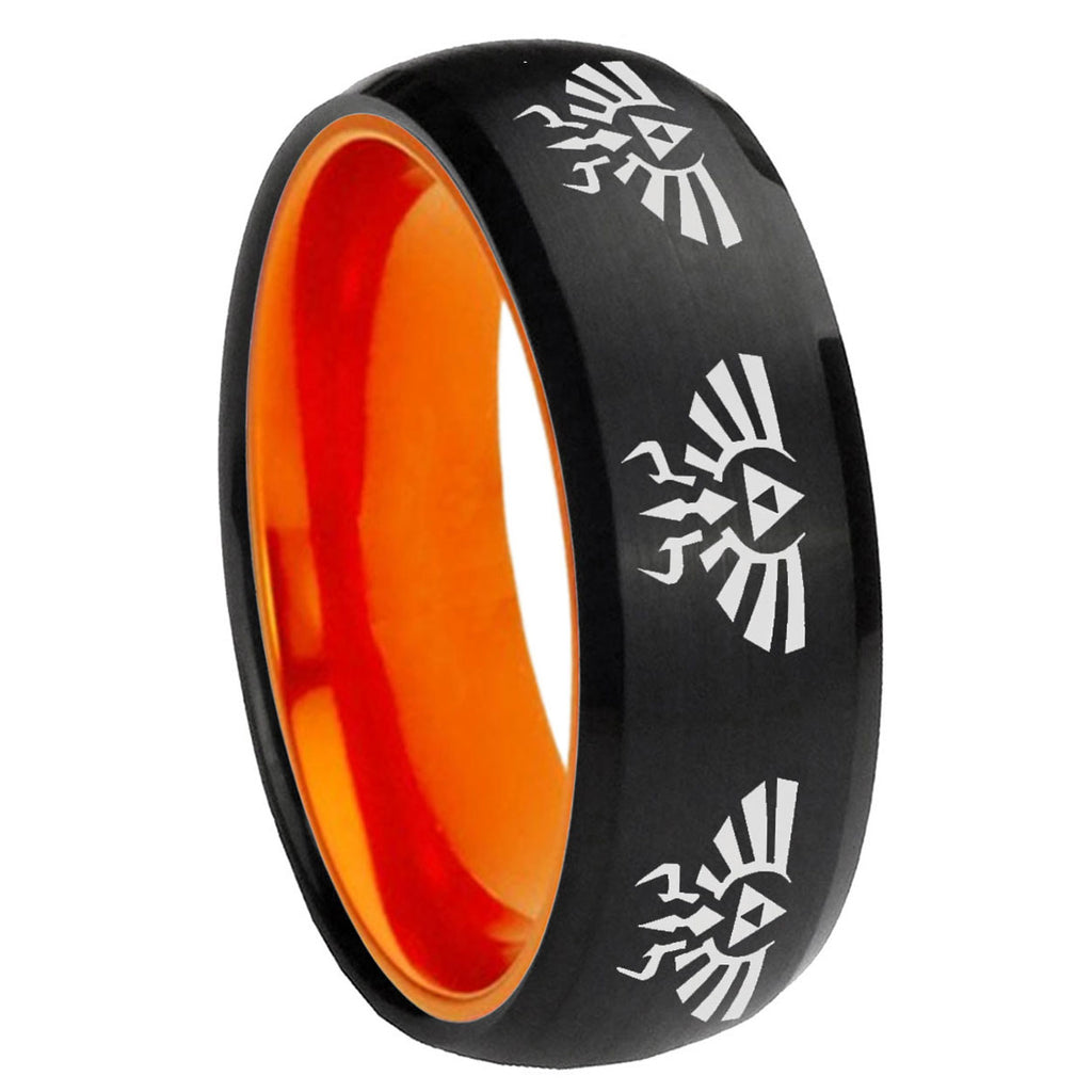 8mm Multiple Zelda Skyward Sword Dome Black Orange Tungsten Band