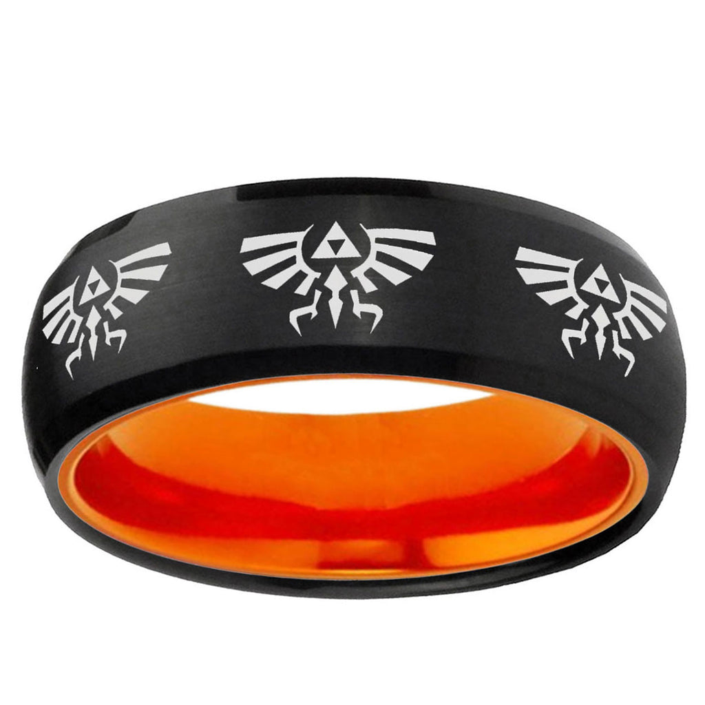 Multiple Zelda Skyward Sword Dome Black Orange Tungsten Band