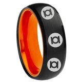 8mm Multiple Green Lantern Dome Black And Orange Unique Men Wedding Ring