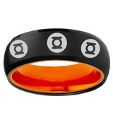 Multiple Green Lantern Dome Black And Orange Unique Men Wedding Ring