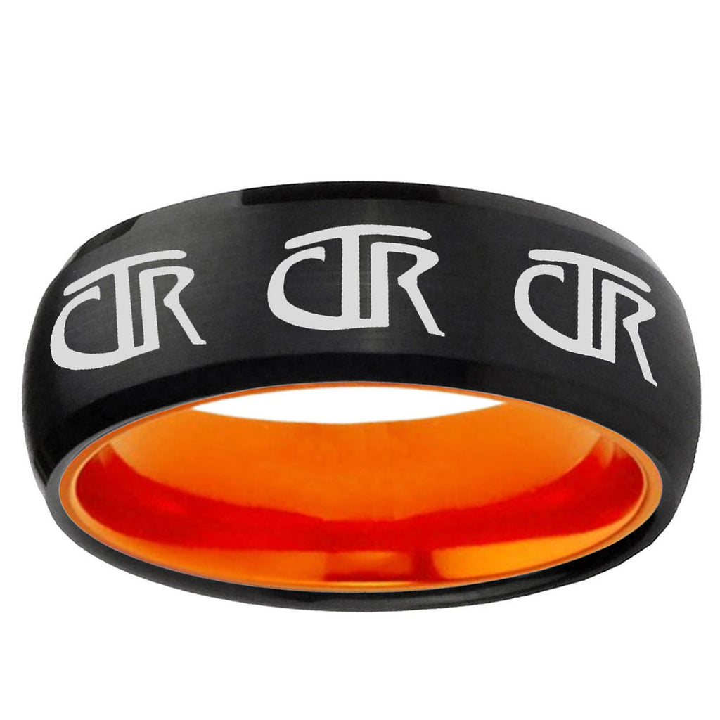 Multiple CTR Dome Black Orange Tungsten Mens Promise Ring