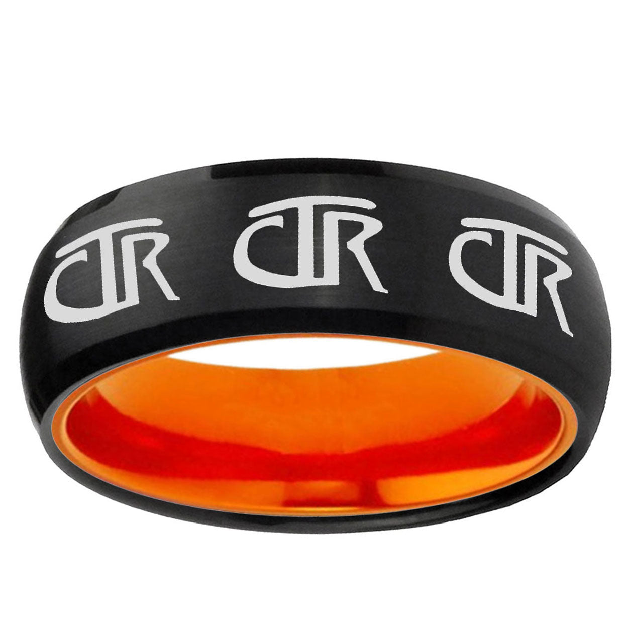 Multiple CTR Dome Black Orange Tungsten Mens Promise Ring