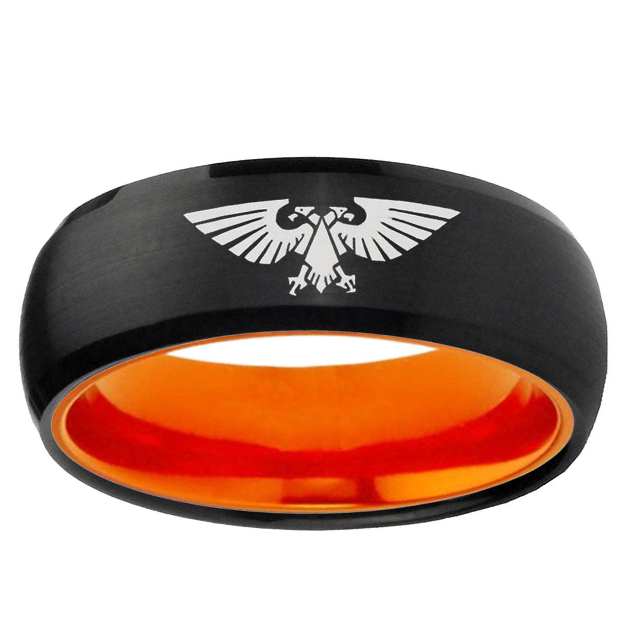 Aquila Dome Black And Orange Tungsten Men's Promise Ring