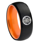 8mm U.S. Army Dome Black Orange Wedding Bands For Him