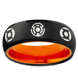 Blue Green Lantern Dome Black And Orange Tungsten Rings