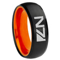 8mm N7 Design Dome Black And Orange Tungsten Wedding Ring