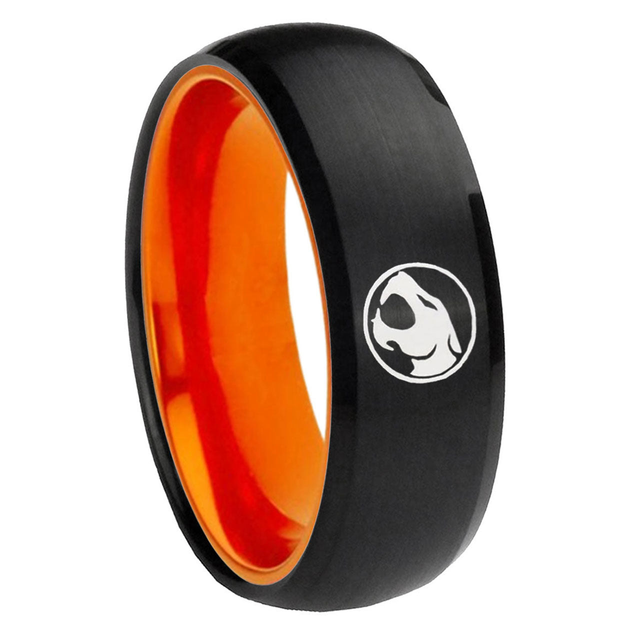 8mm Thundercat Dome Black And Orange Tungsten Men's Ring