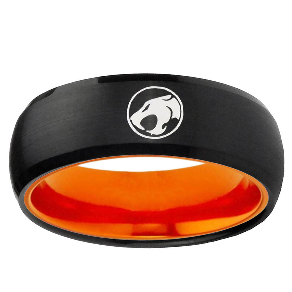 Thundercat Dome Black And Orange Tungsten Men's Ring