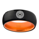 8mm Blue Lantern Dome Black Orange Polished Tungsten Ring