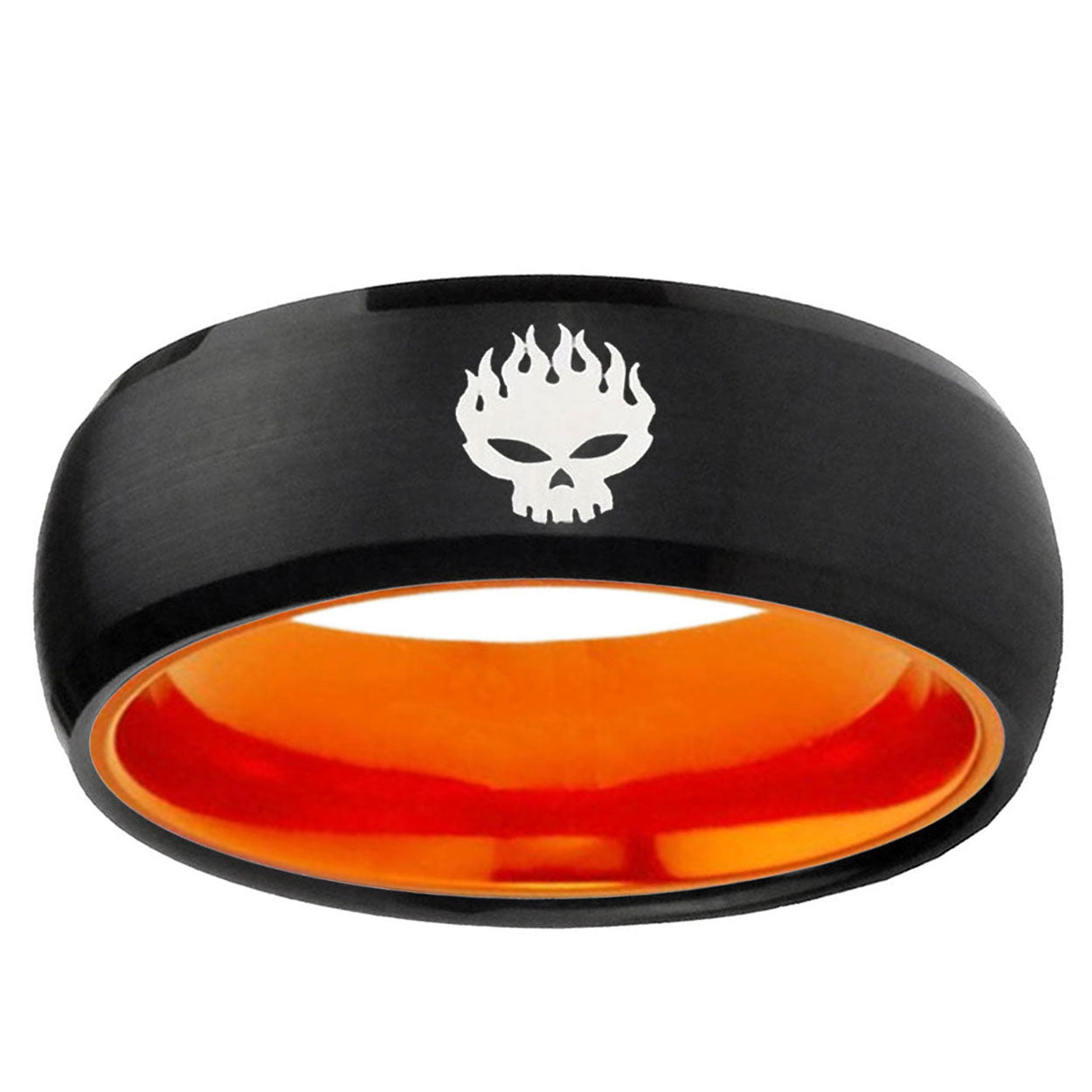 Offspring Dome Black And Orange Tungsten Men's Wedding Band