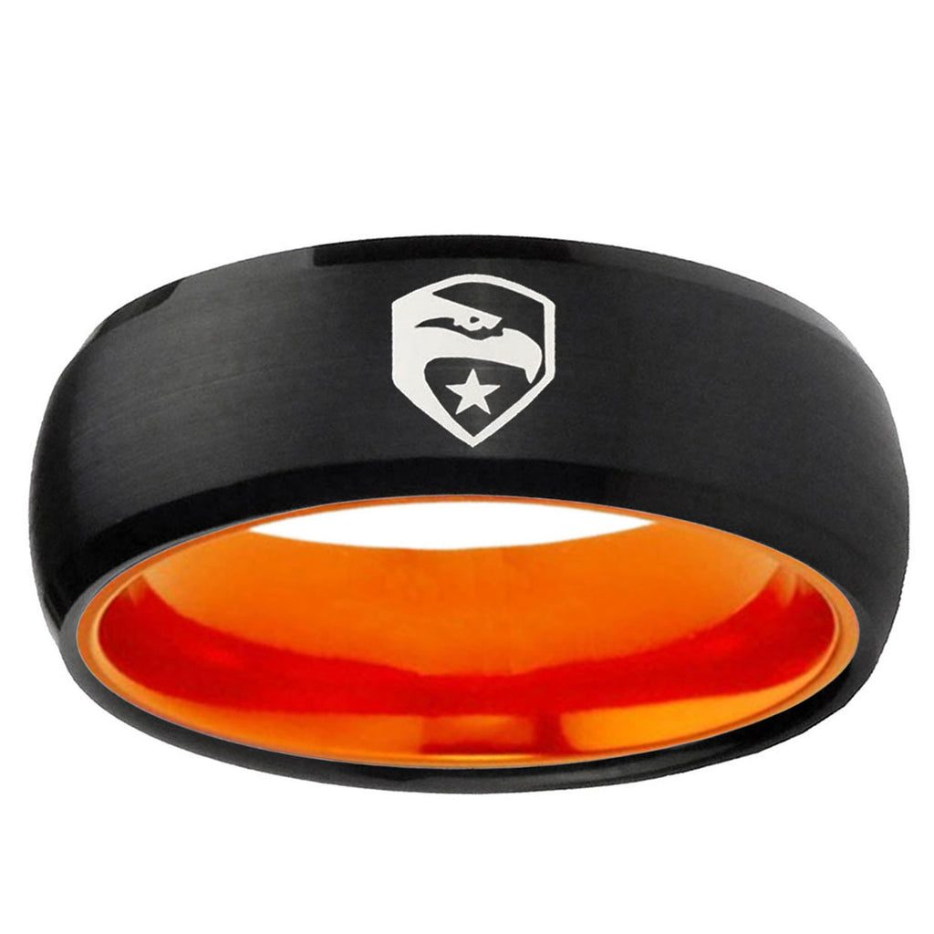 GI Joe Eagle Dome Black And Orange Tungsten Ring for Men