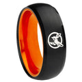 8mm Honey Bee Dome Black And Orange Tungsten Wedding Band Ring