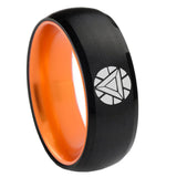 8mm Iron Man Art Reactor Dome Black Orange Mens Tungsten Jewelry