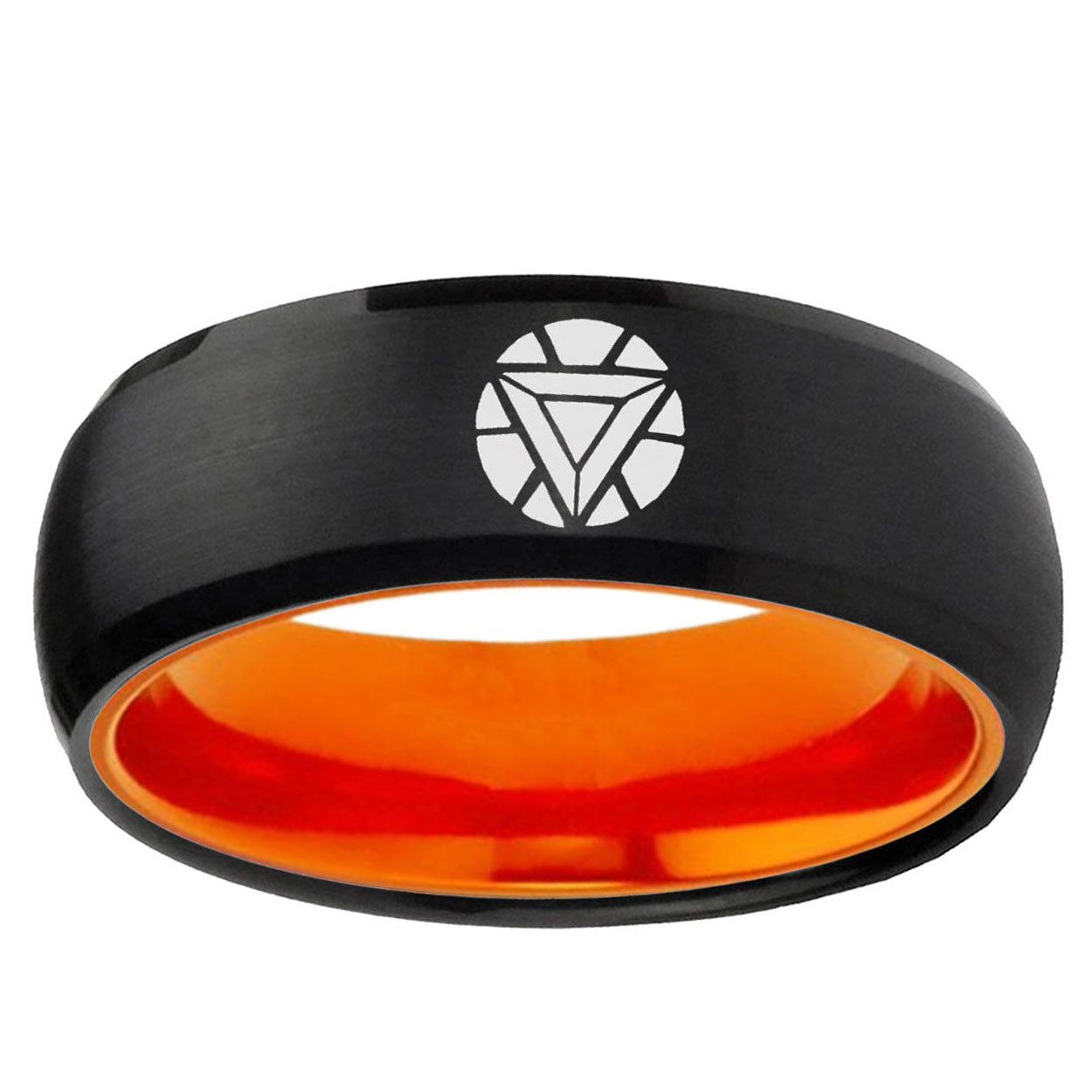 Iron Man Art Reactor Dome Black Orange Mens Tungsten Ring