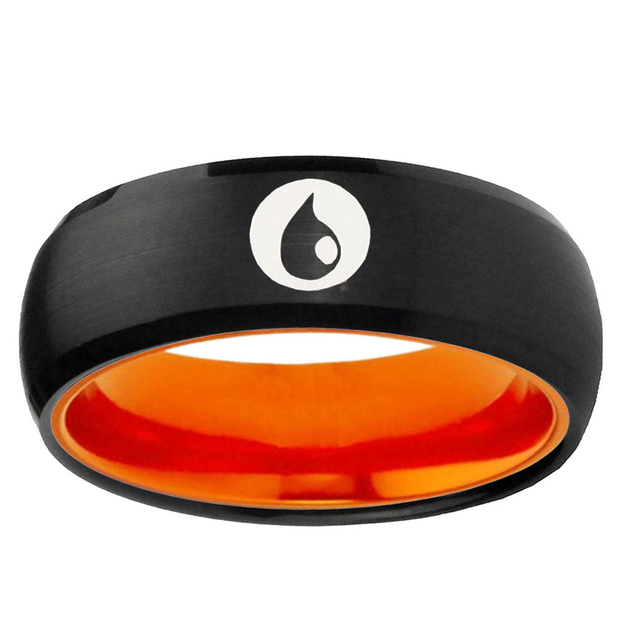 Magic Gathering Dome Black Orange Tungsten Mens Ring