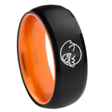 8mm Mario Boo Ghost Dome Black Orange Tungsten Wedding Bands For Men