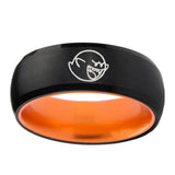 8mm Mario Boo Ghost Dome Black Orange Tungsten Wedding Bands For Men