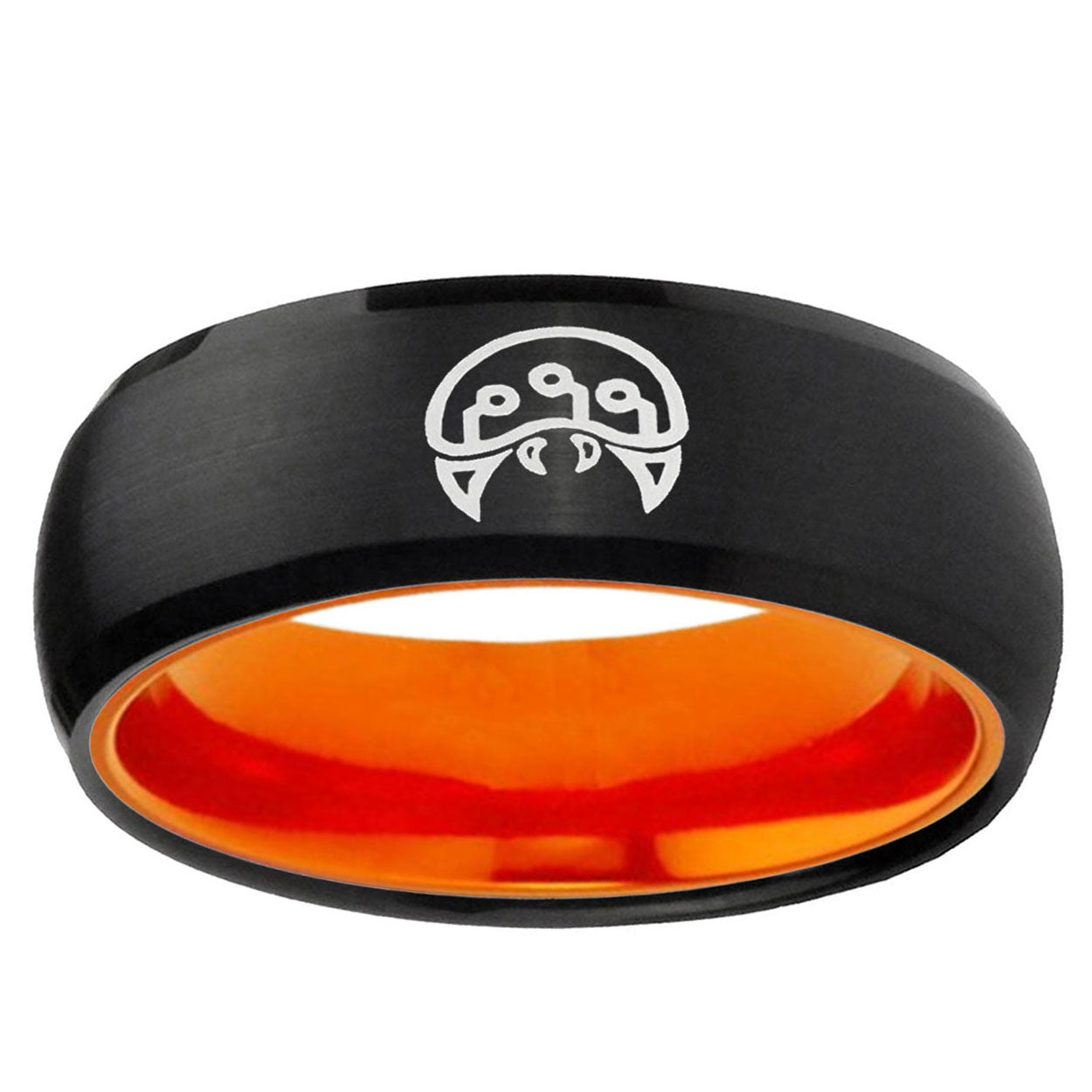Metroid Dome Black And Orange Tungsten Mens Engagement Ring