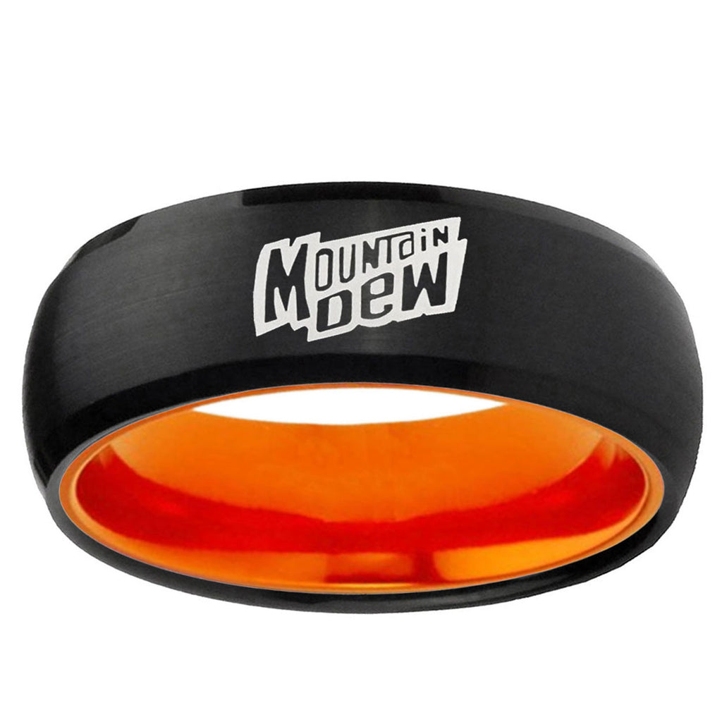 Mountain Dew Dome Black Orange Tungsten Mens Promise Ring