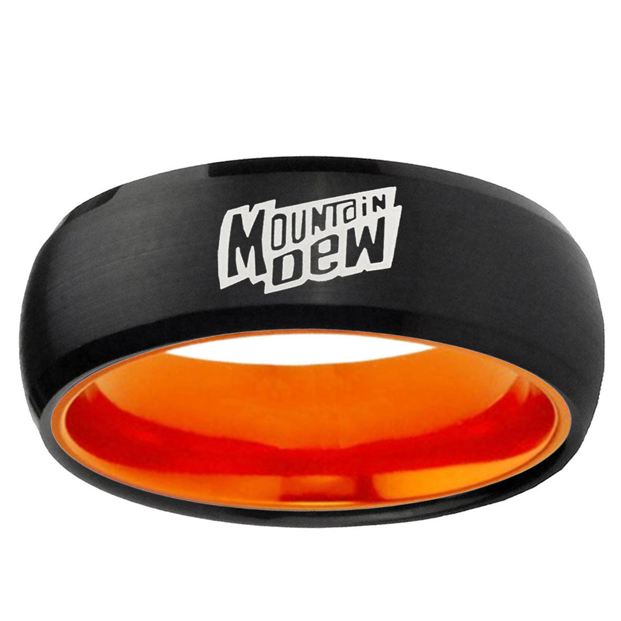 Mountain Dew Dome Black Orange Tungsten Mens Promise Ring