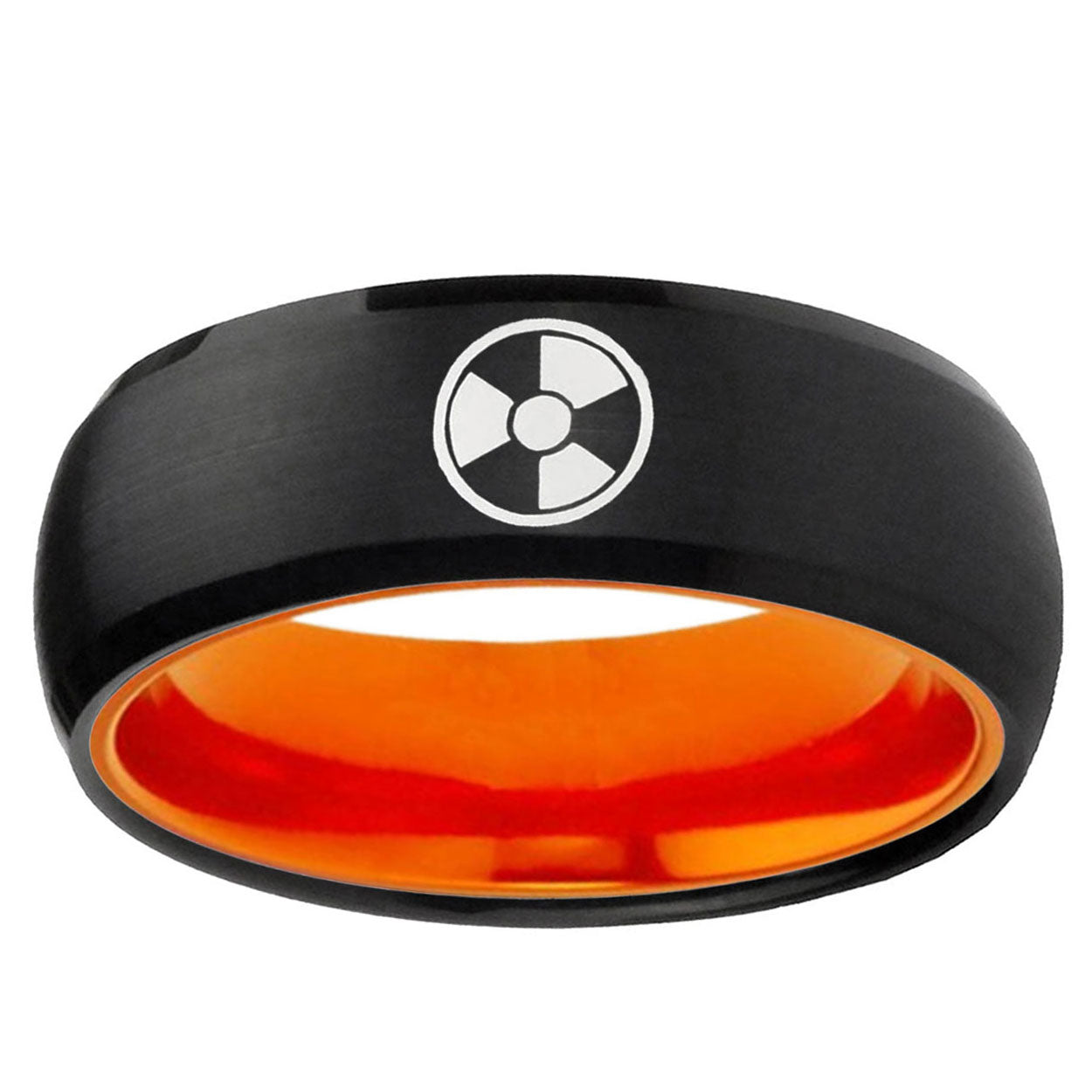 Radiation Dome Black And Orange Tungsten Ring Personalized