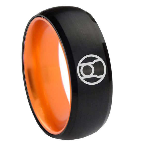 8mm Red Lantern Dome Black Orange Mens Tungsten Wedding Band