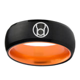 8mm Red Lantern Dome Black Orange Mens Tungsten Wedding Band