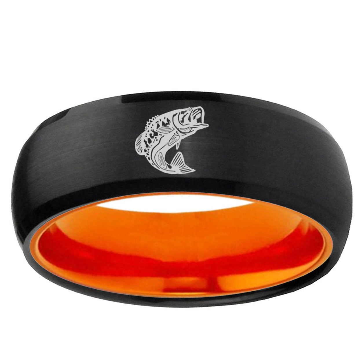 Fishing Dome Black And Orange Tungsten Promised Ring