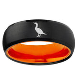 Cormorant Dome Black And Orange Tungsten Wedding Band Ring