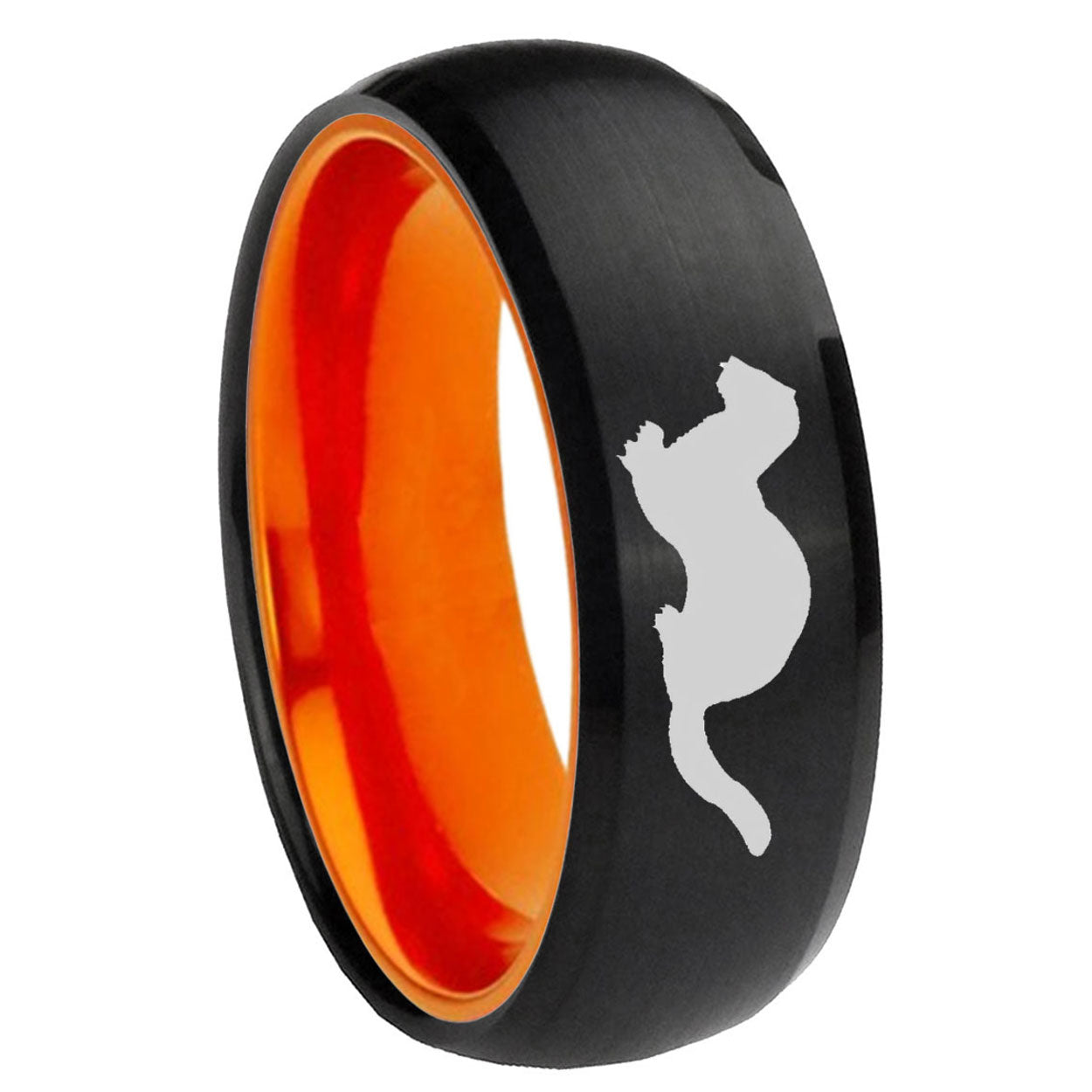 8mm Otter Dome Black And Orange Tungsten Men's Wedding Ring
