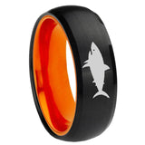 8mm Shark Dome Black And Orange Tungsten Carbide Promised Ring