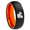 8mm Squirrel Dome Black And Orange Tungsten Carbide Ring
