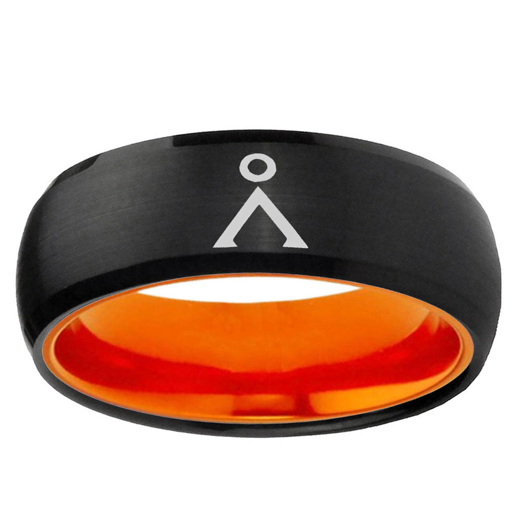 Stargate Dome Black And Orange Tungsten Wedding Bands Ring