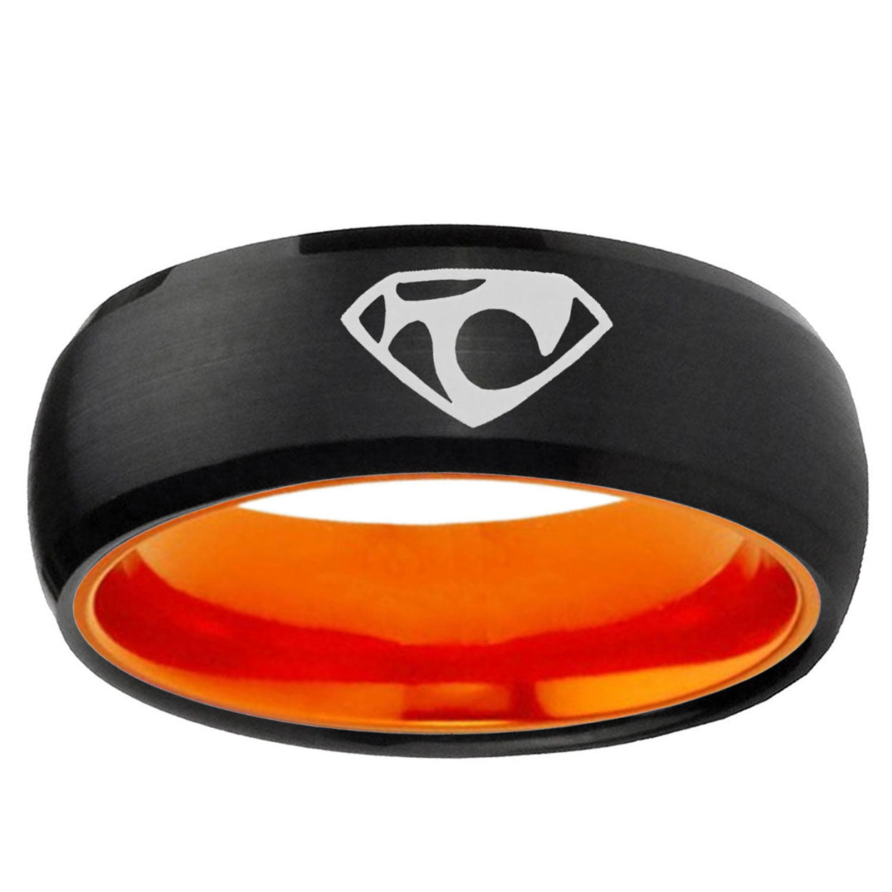 House of Van Dome Black Orange Tungsten Wedding Ring