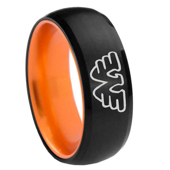 8mm Waylon Jennings Dome Black Orange Tungsten Band Rings