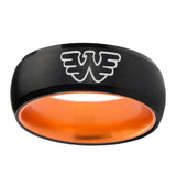 8mm Waylon Jennings Dome Black Orange Tungsten Band Rings