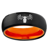 Spider Dome Black And Orange Tungsten Carbide Promise Ring