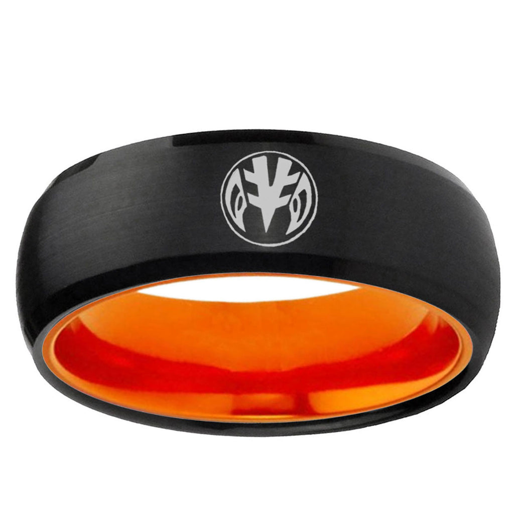 Love Power Rangers Dome Black And Orange Tungsten Bands