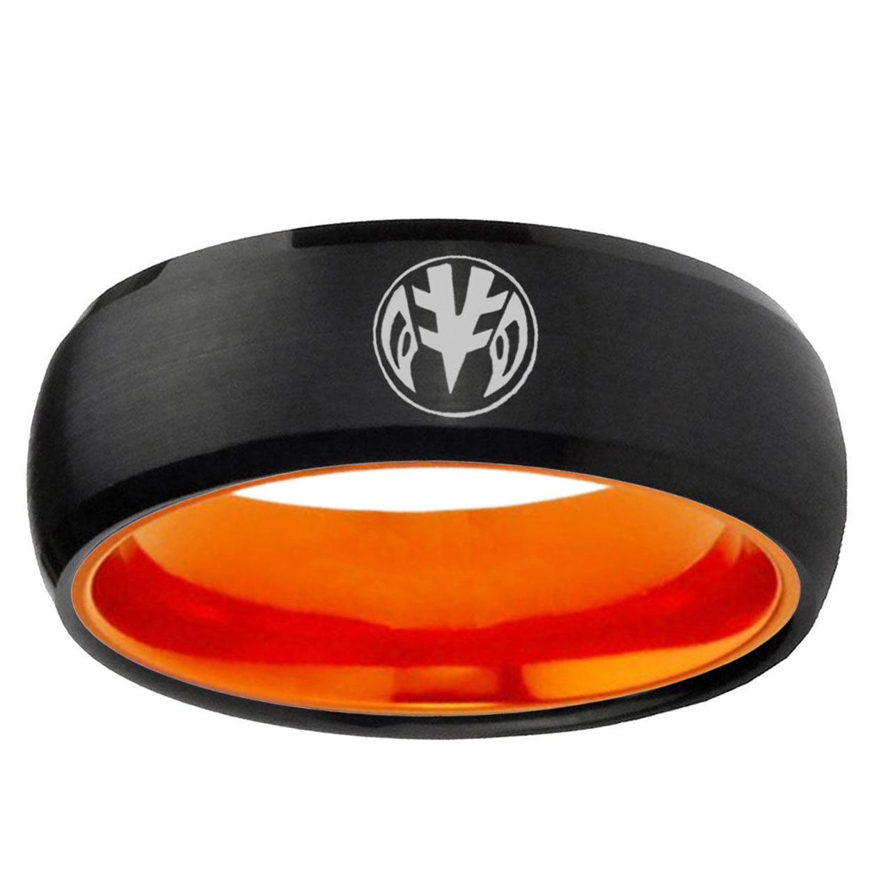 Love Power Rangers Dome Black And Orange Tungsten Bands