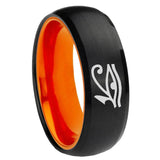8mm Seeing Eye Dome Black And Orange Tungsten Carbide Men's Bands Ring
