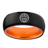 8mm White Lantern Dome Black Orange Tungsten Wedding Band