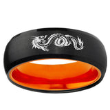Dragon Dome Black And Orange Tungsten Carbide Wedding Engraving Ring