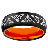 Celtic Knot Dome Black And Orange Tungsten Carbide Promised Ring