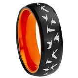 8mm Flying Geese Hunting Dome Black And Orange Tungsten Ring