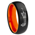 8mm Geekery Oathkeeper Kingdom Hearts Dome Black Orange Mens Tungsten Ring