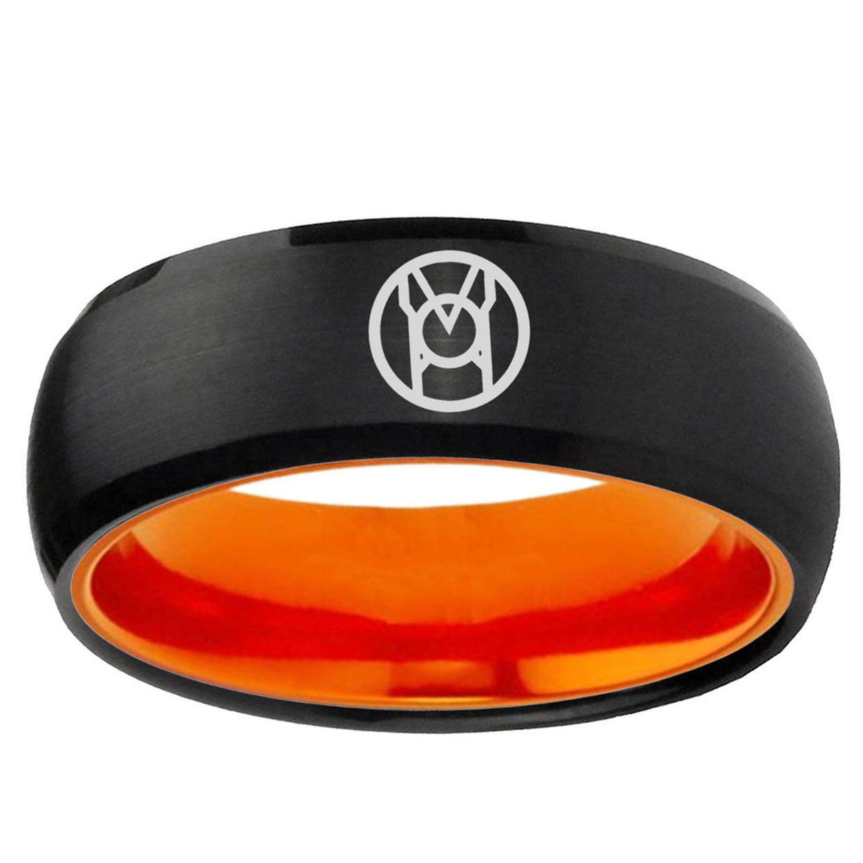 Larfleeze Green Lantern Dome Black Orange Mens Tungsten Ring